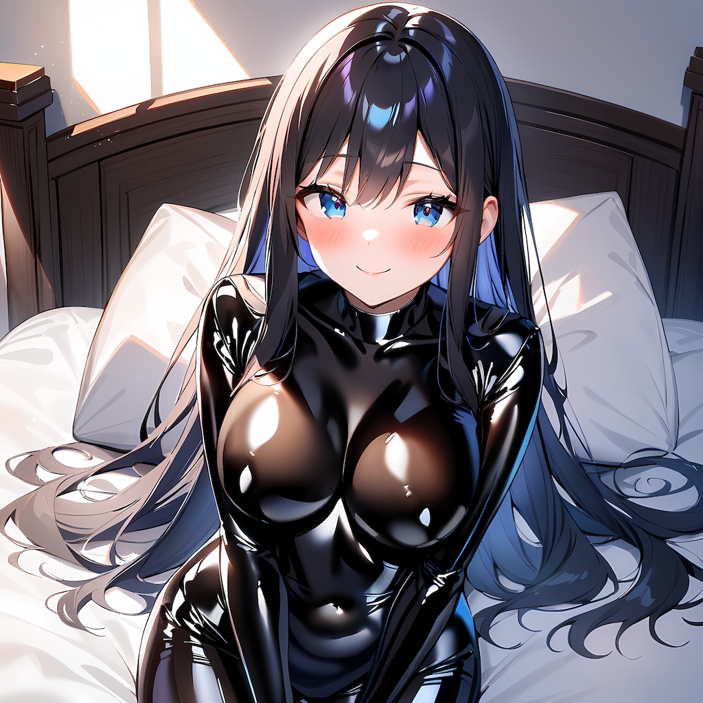 光沢黒ボディースーツ