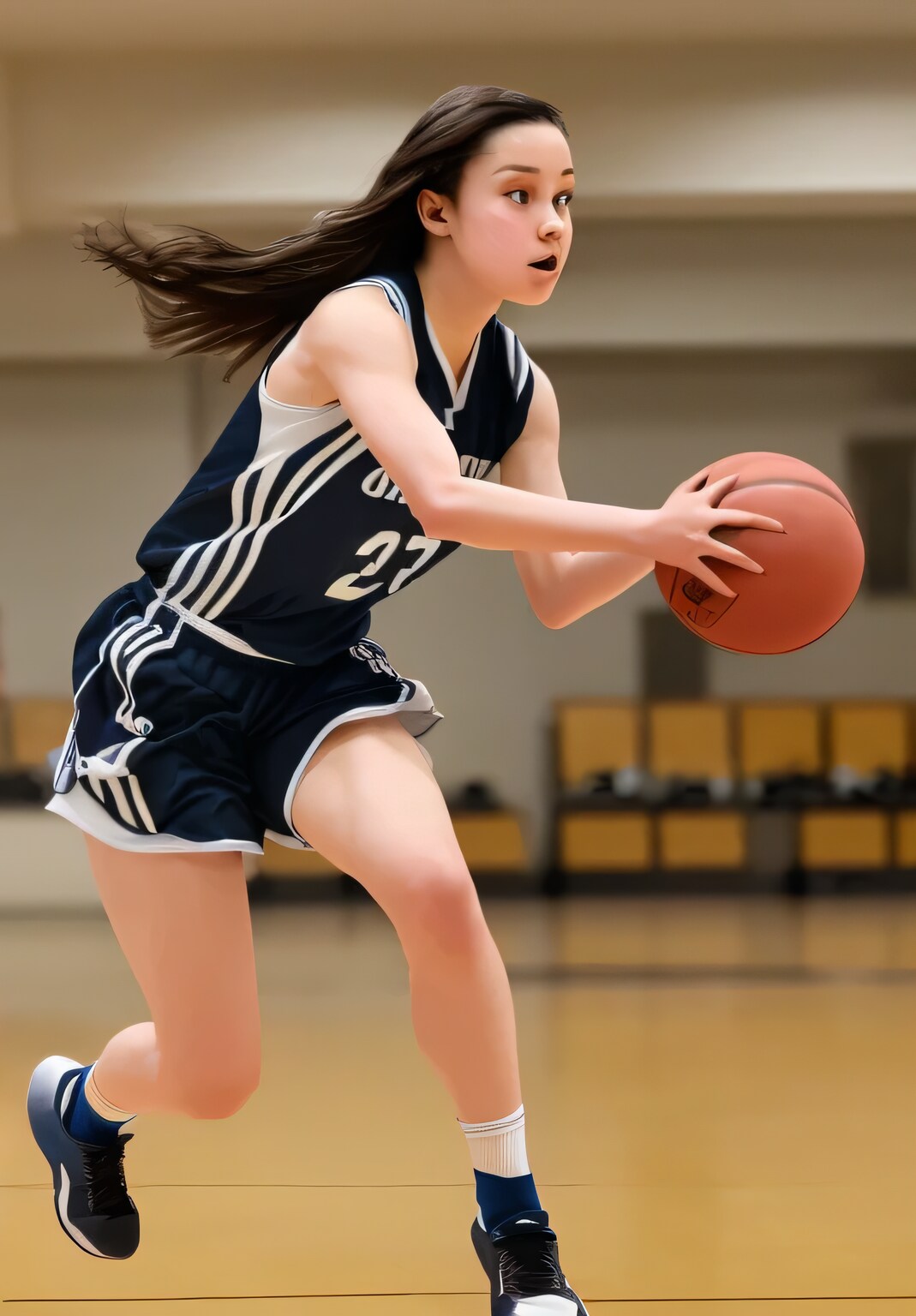 黒髪ロングでユニフォームの美女１０１ | の人気AIイラスト・グラビア