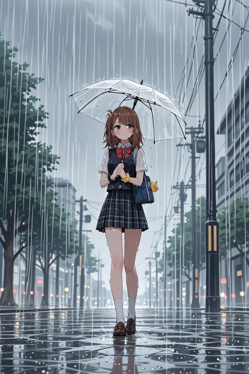雨の中通学中 | の人気AIイラスト・グラビア