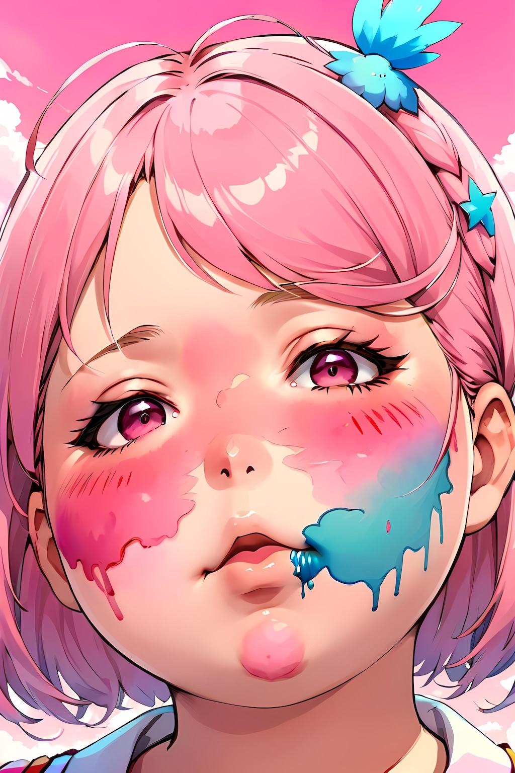 フェイスアートをしたぽっちゃりさん