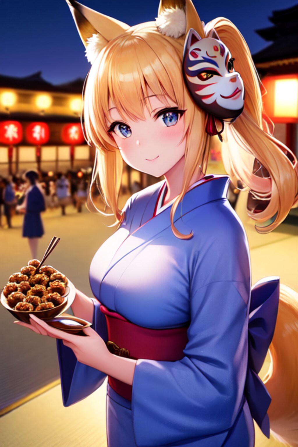 お稲荷ちゃんと縁日とたこ焼き