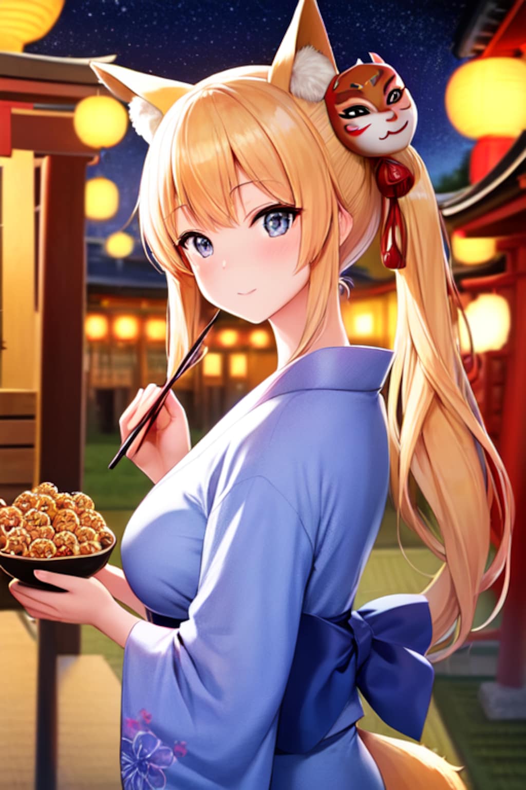 お稲荷ちゃんと縁日とたこ焼き