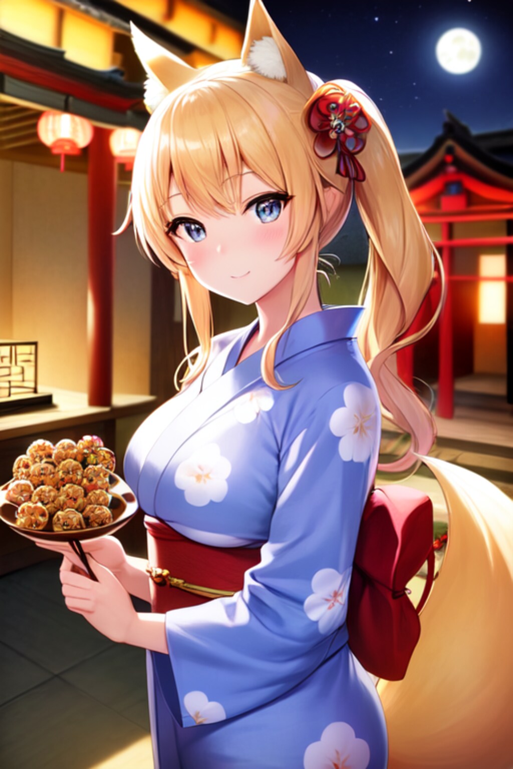 お稲荷ちゃんと縁日とたこ焼き