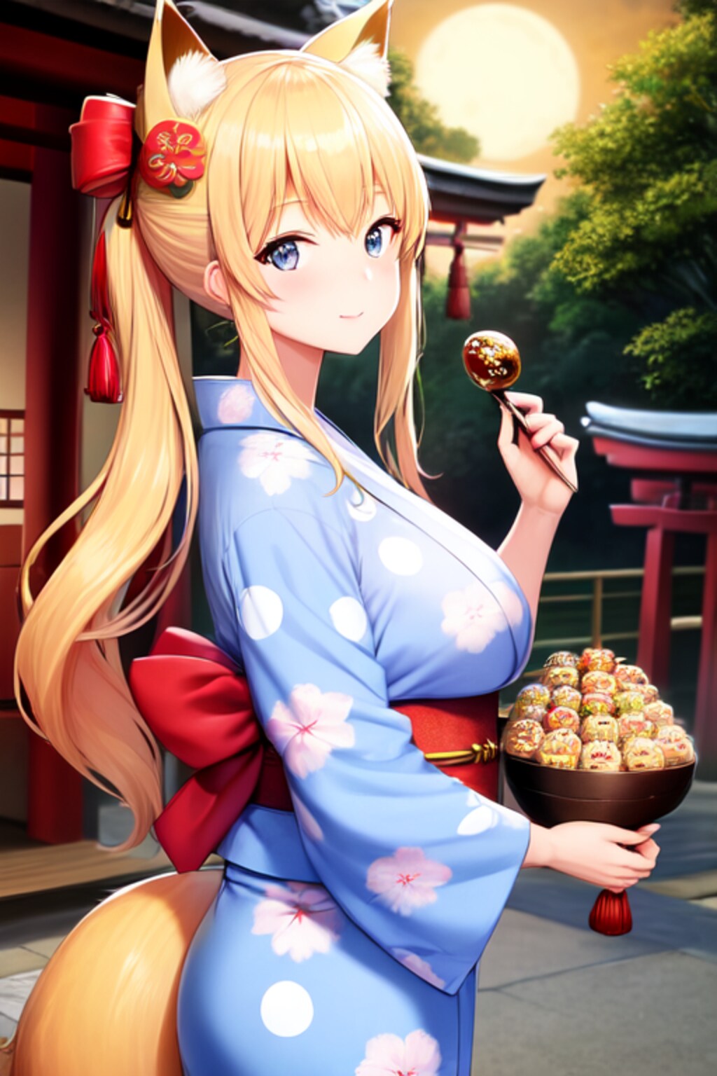 お稲荷ちゃんと縁日とたこ焼き