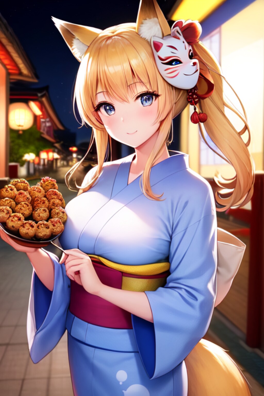 お稲荷ちゃんと縁日とたこ焼き