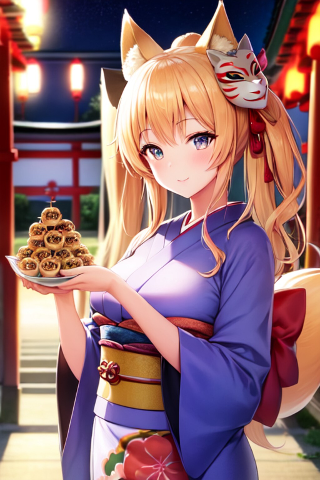 お稲荷ちゃんと縁日とたこ焼き