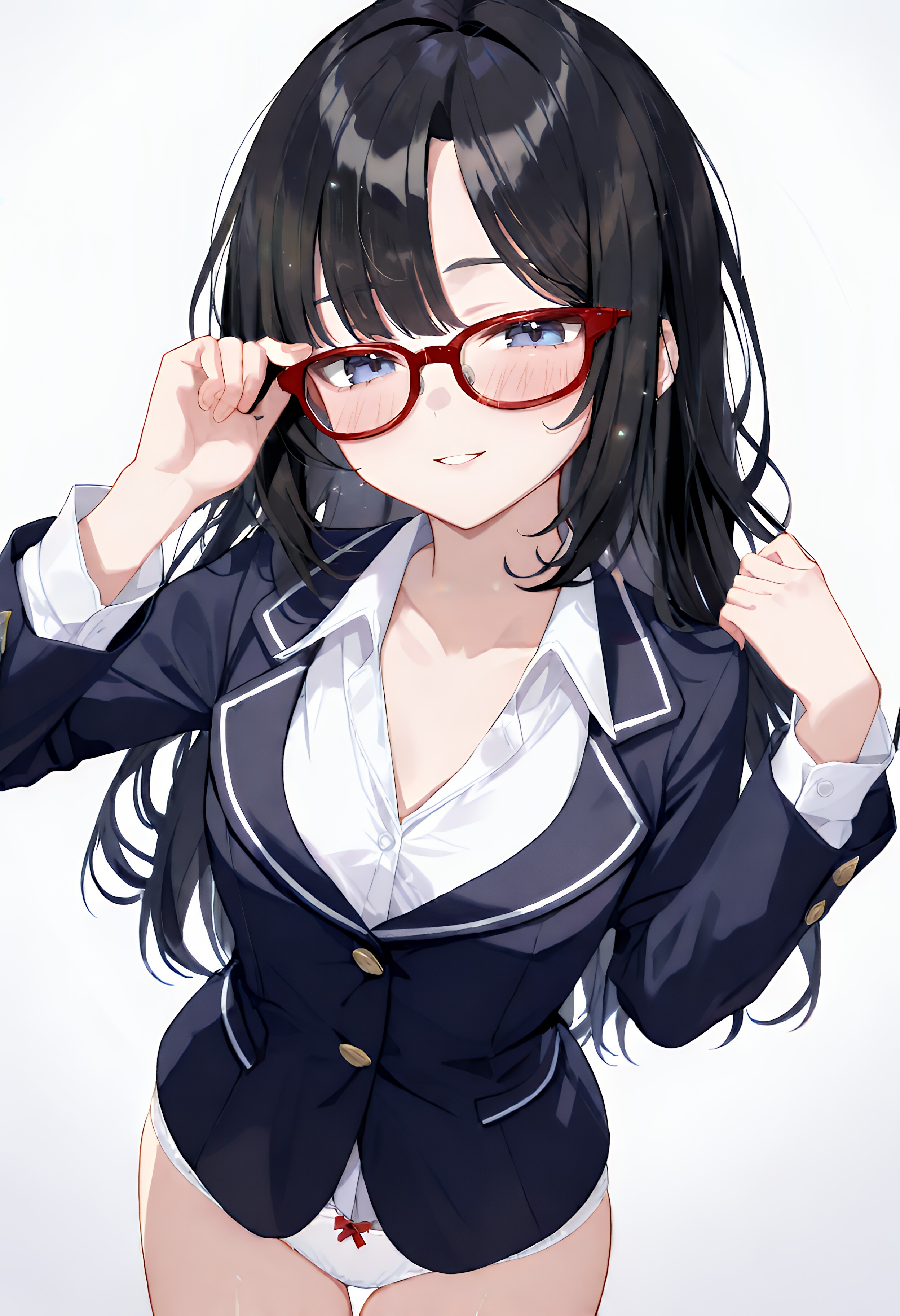 赤い眼鏡の制服少女