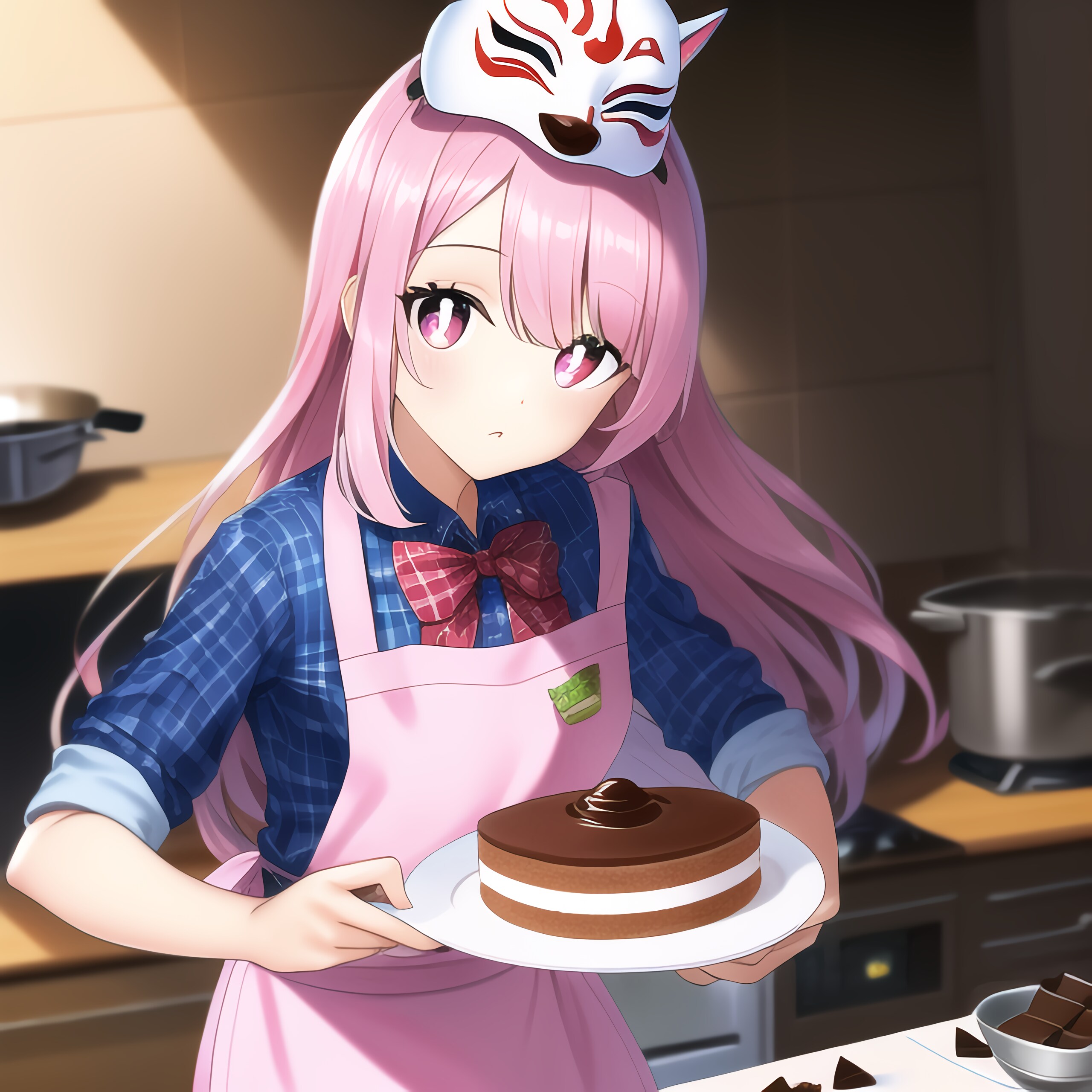 チョコケーキを作るこころちゃん