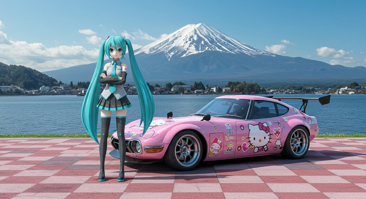 初音ミクとハローキティ2000GT | の人気AIイラスト・グラビア