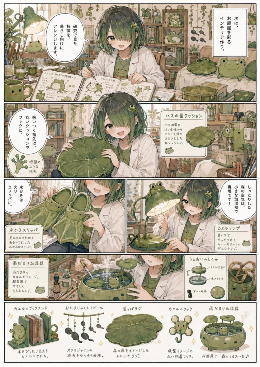 メカクレ娘のカエルグッズ自作生活漫画