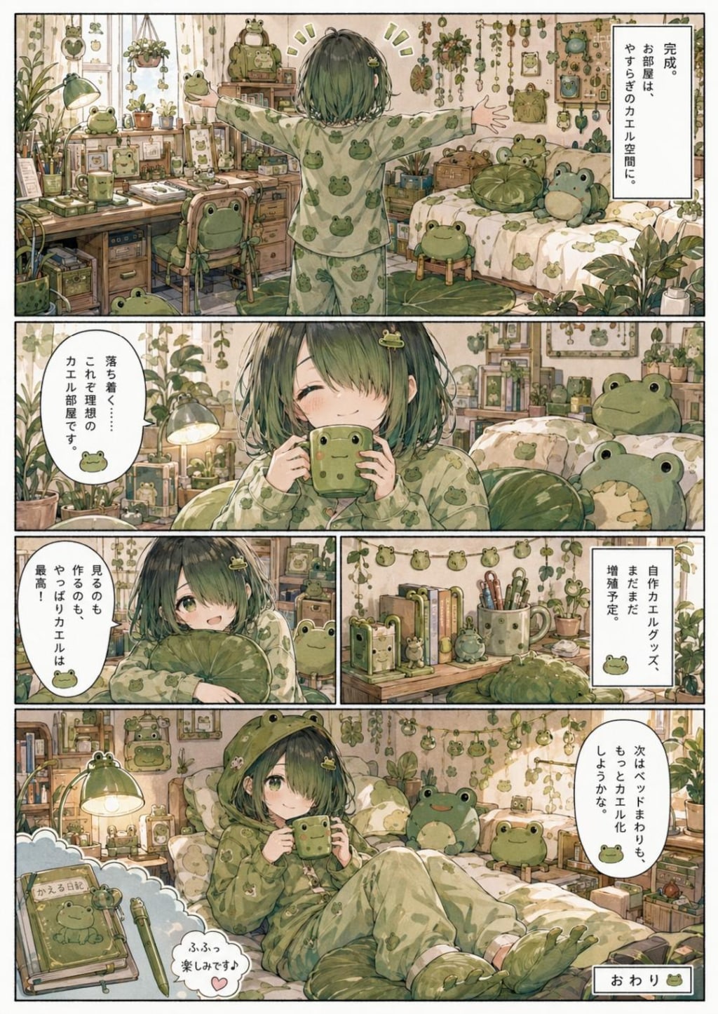 メカクレ娘のカエルグッズ自作生活漫画