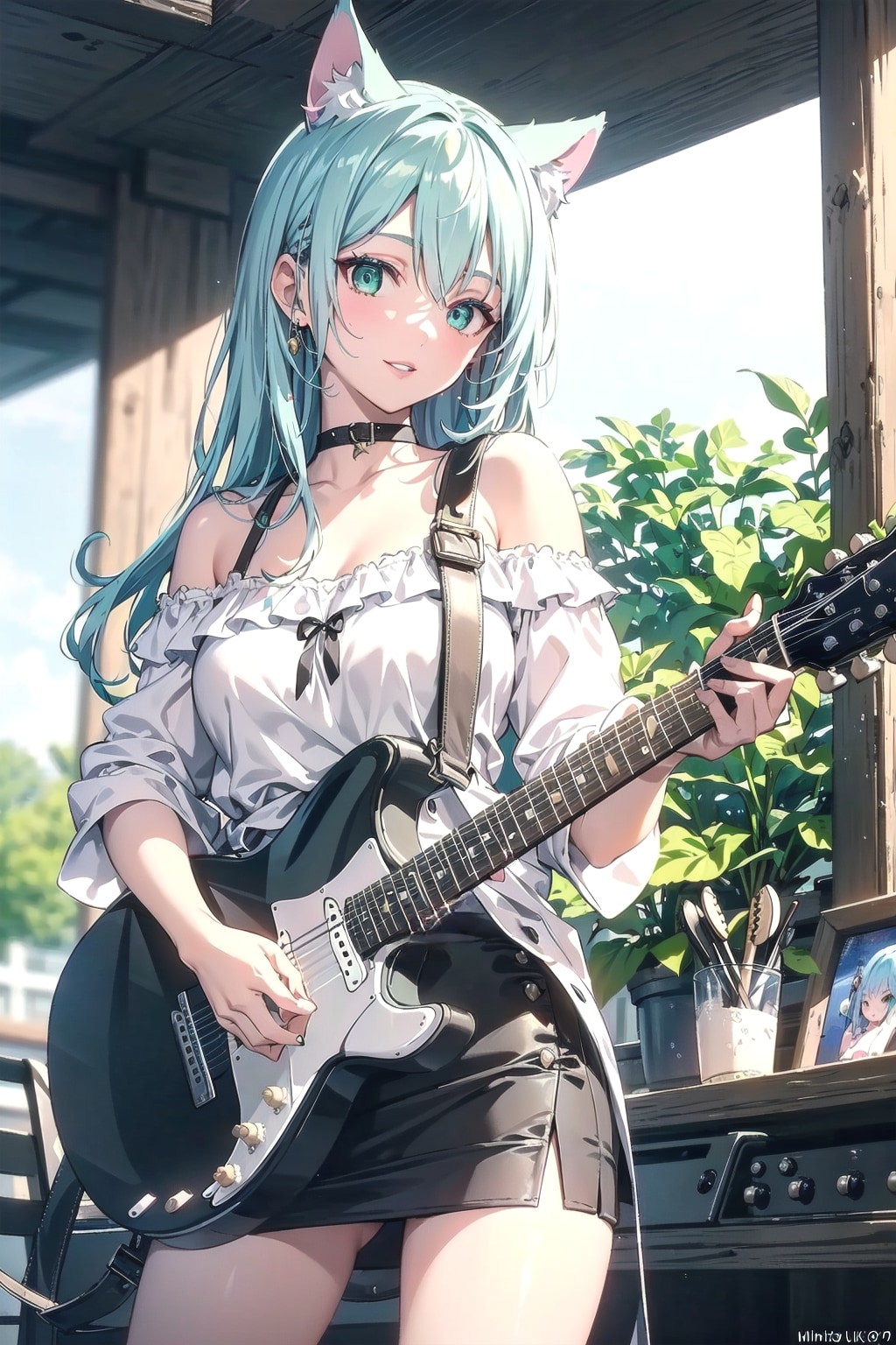 私、こう見えてギターが得意なんですよ🎶🐱🎸 | の人気AIイラスト・グラビア