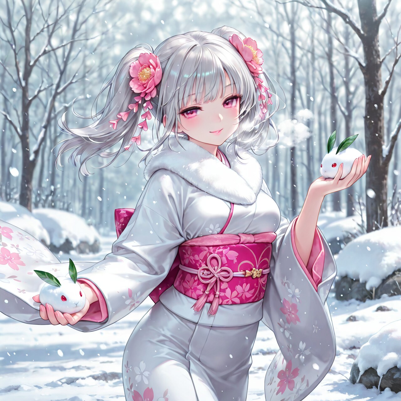 雪と戯れる