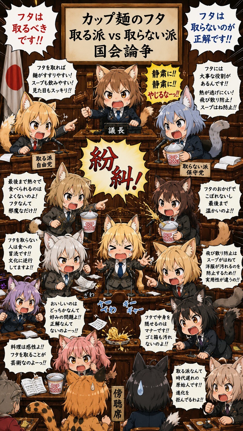 カップ麺のフタ大論争💥