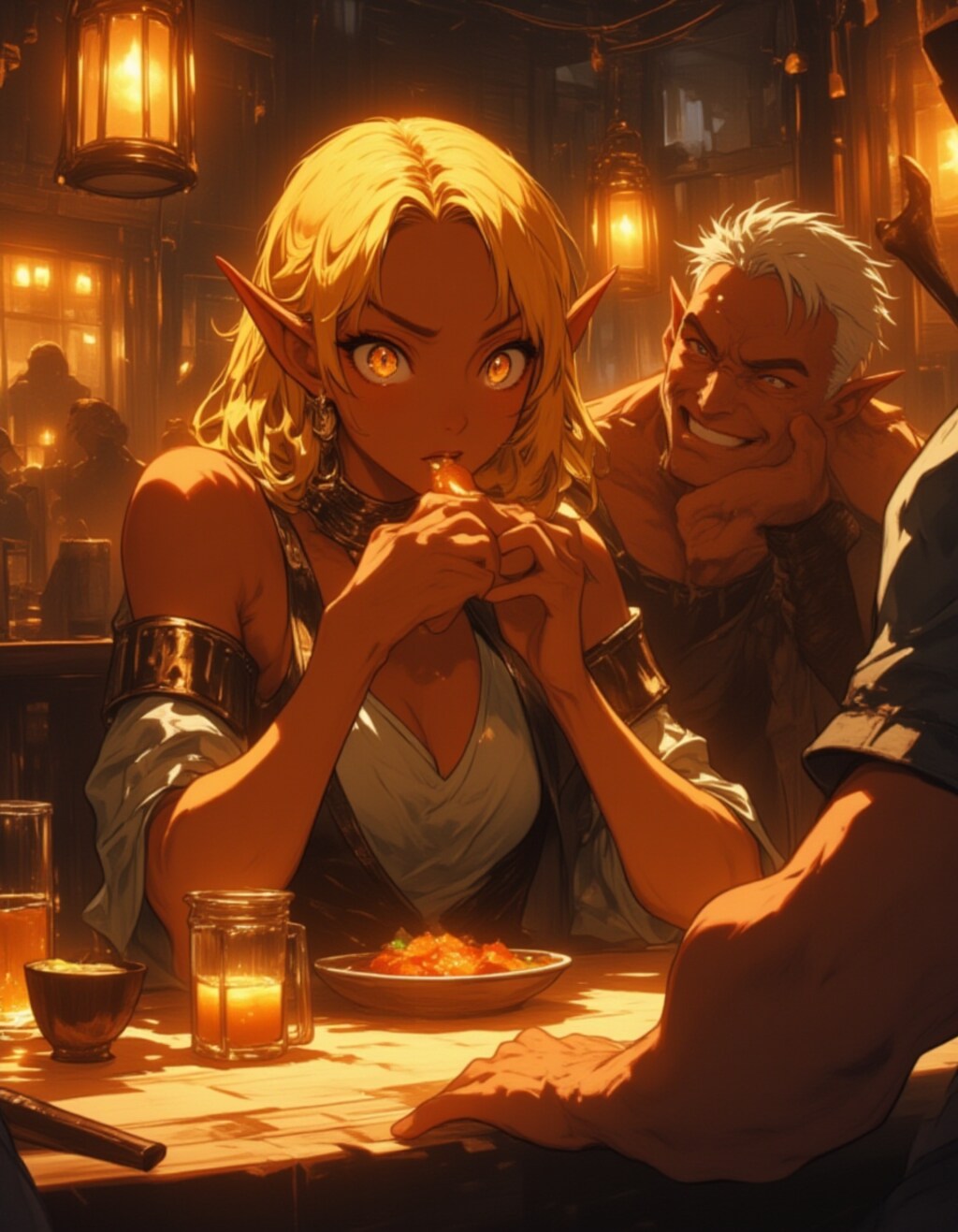 【セナ】苦味に顔をしかめる黒エルフ