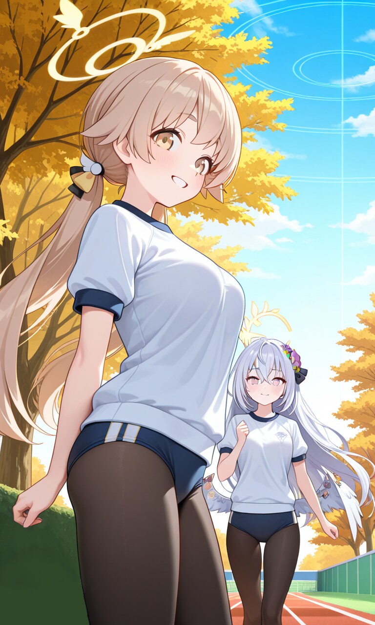 ヒフミとアズサ　寒いからタイツ1