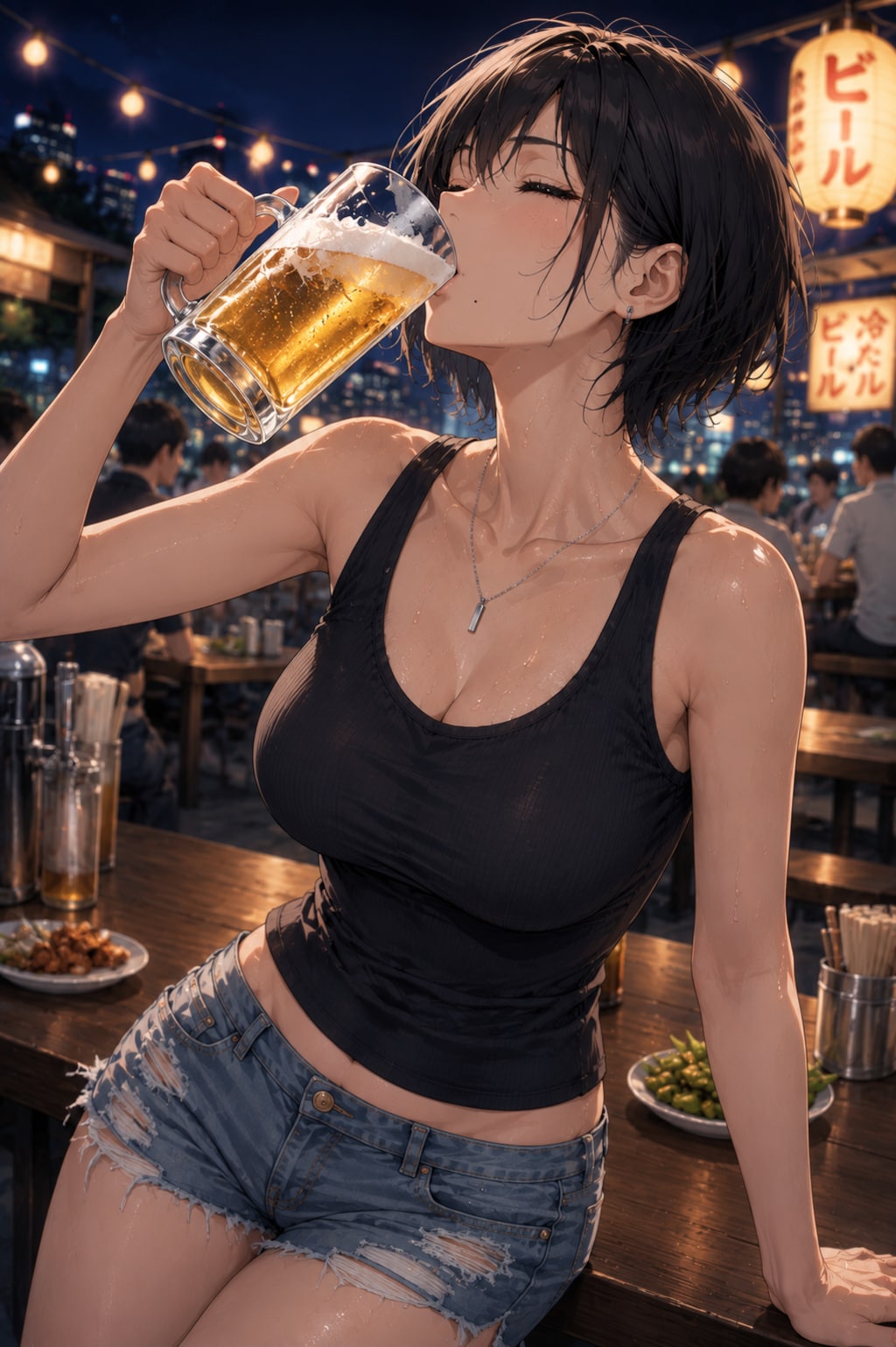 近所のお姉さんとビアガーデン