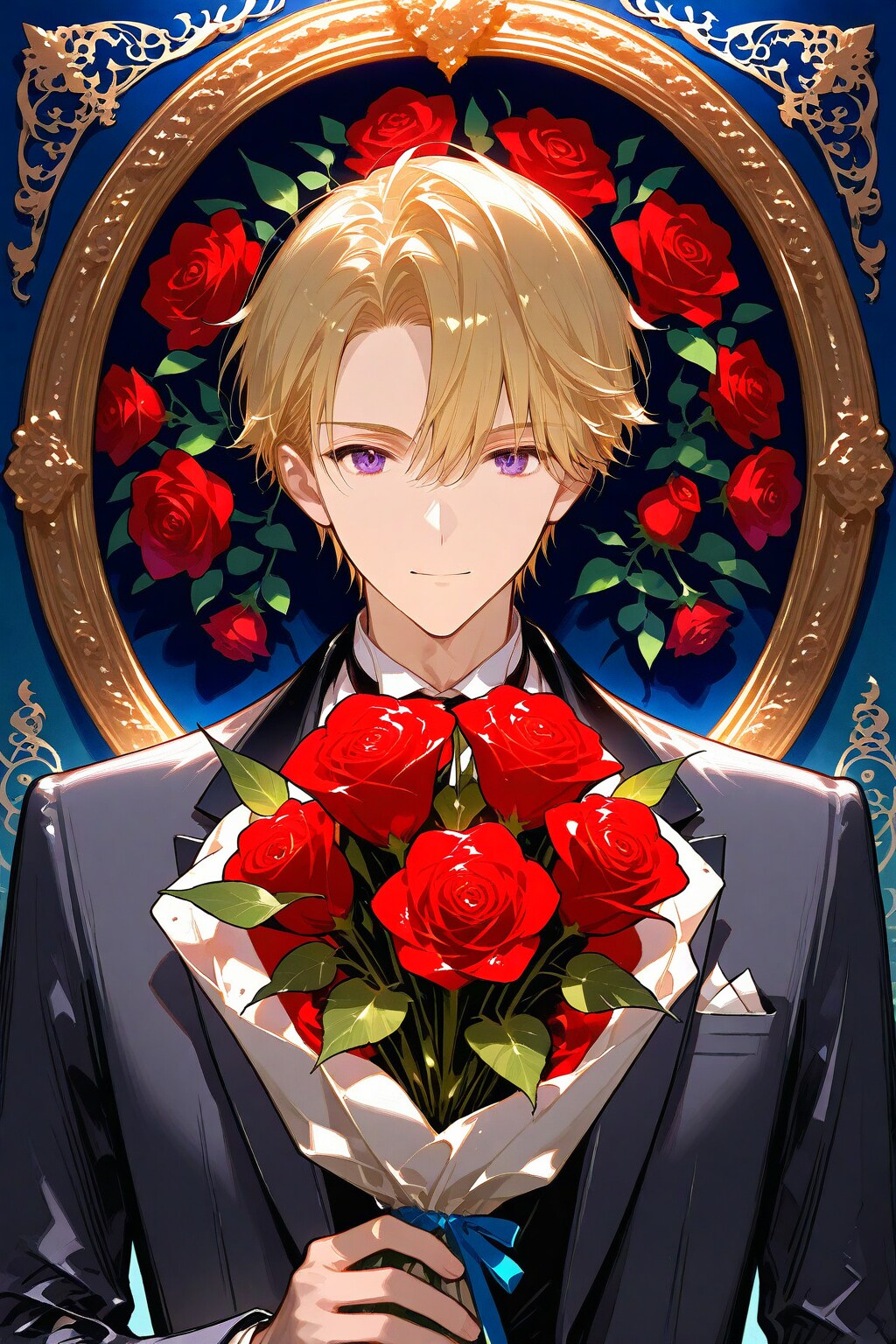 薔薇と青年 | の人気AIイラスト・グラビア