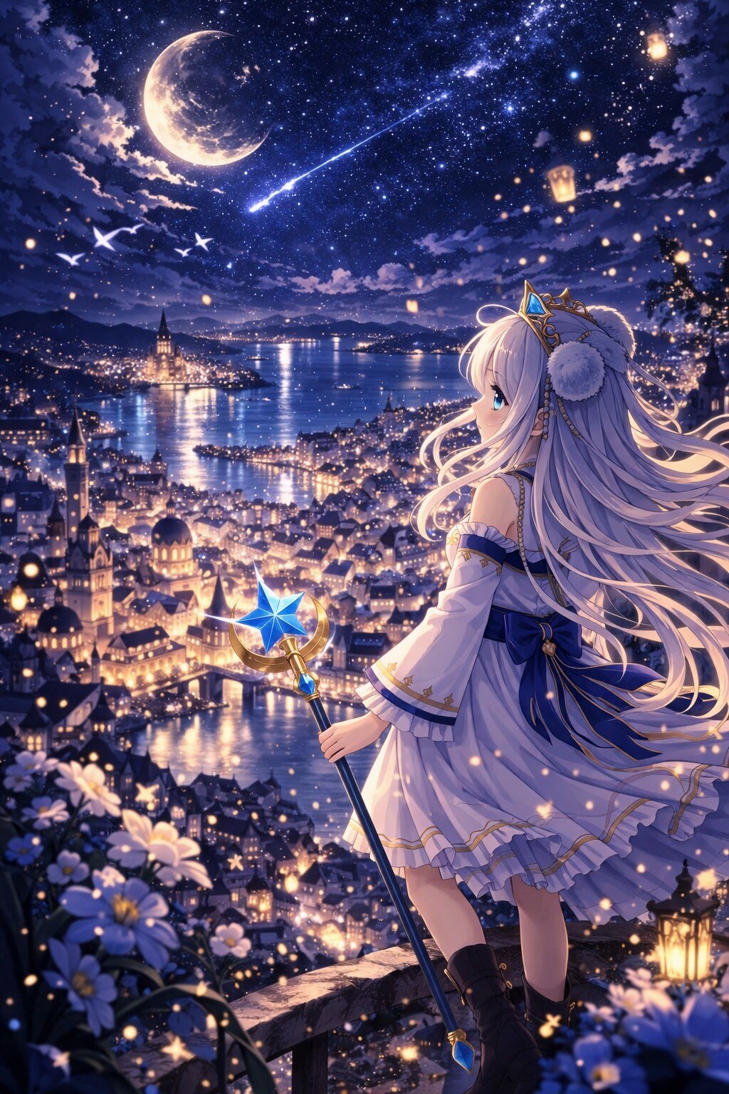 流れ星が落ちた夜、街を見守る魔法少女