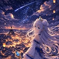 流れ星が落ちた夜、街を見守る魔法少女 2枚目