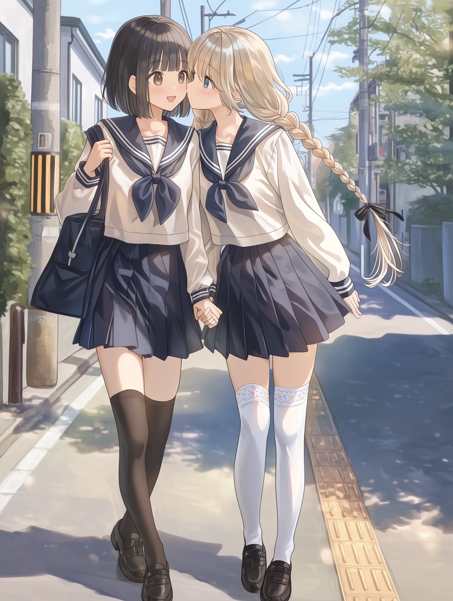 キスしたい二人のJK73 | の人気AIイラスト・グラビア