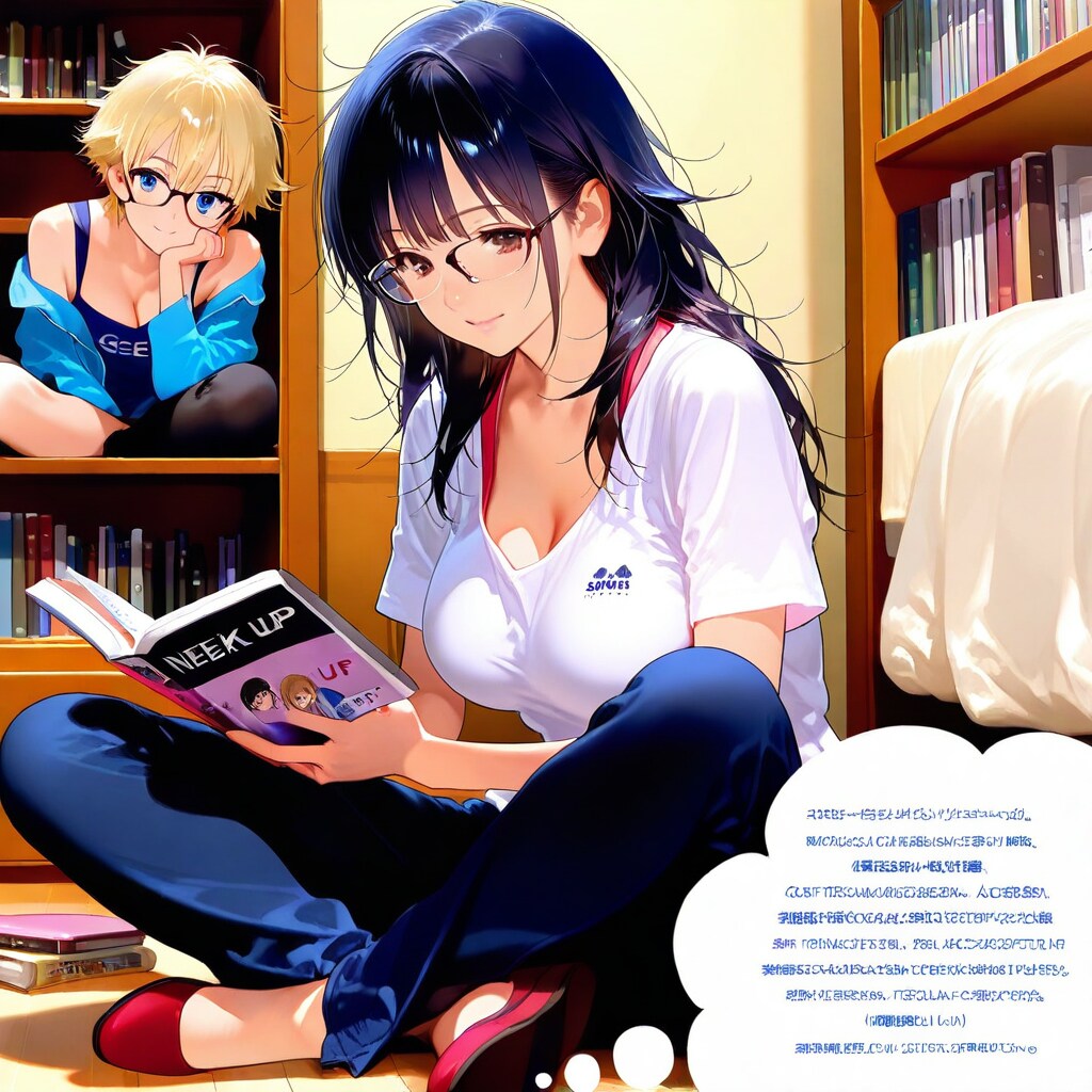 自分の世界に浸っている読書中の陰キャ女子とそれを眺めている金髪眼鏡女子