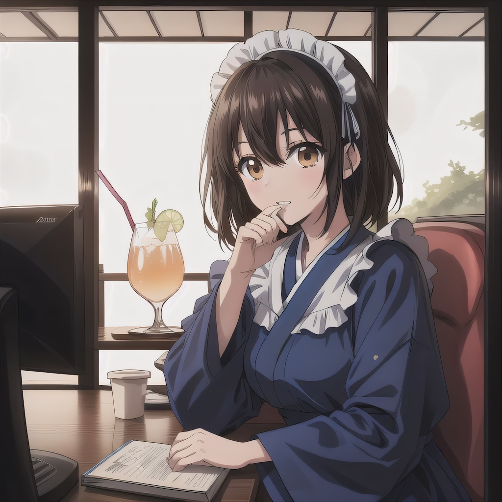 黒髪ボブで漫画喫茶の少女４