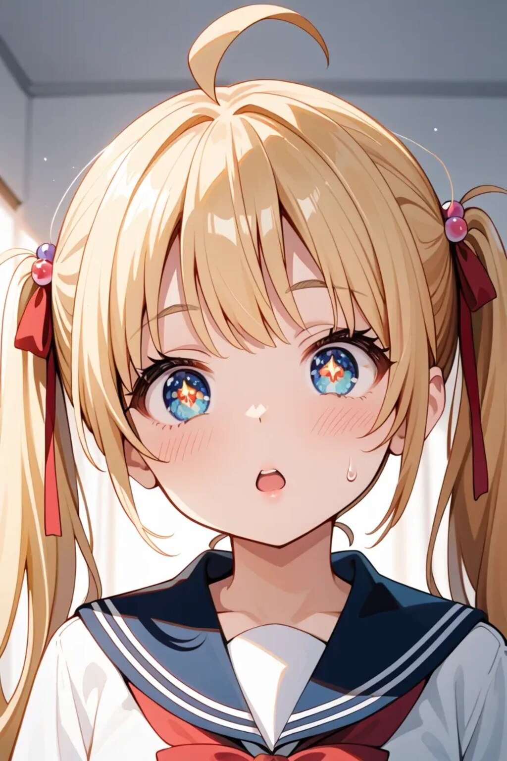 「きゃあっ…！？」金髪ツインテJK莉奈のびっくり照れ顔♡ 瞳キラキラ🌟😳