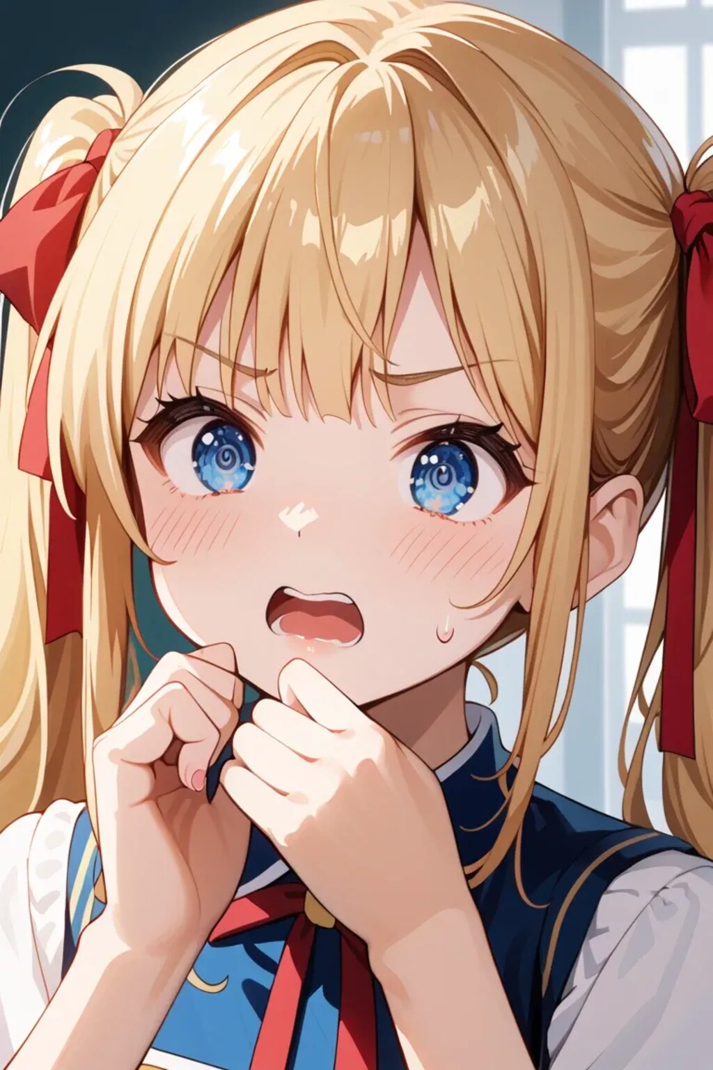 「きゃあっ…！？」金髪ツインテJK莉奈のびっくり照れ顔♡ 瞳キラキラ🌟😳