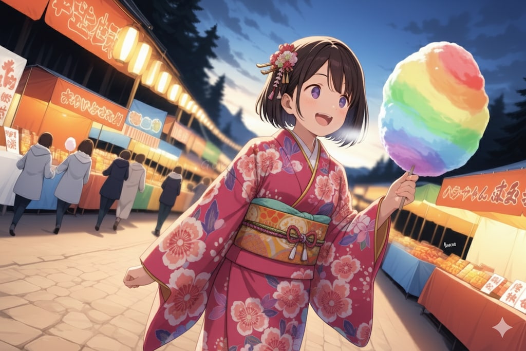 おっきな綿菓子 初詣の楽しみ