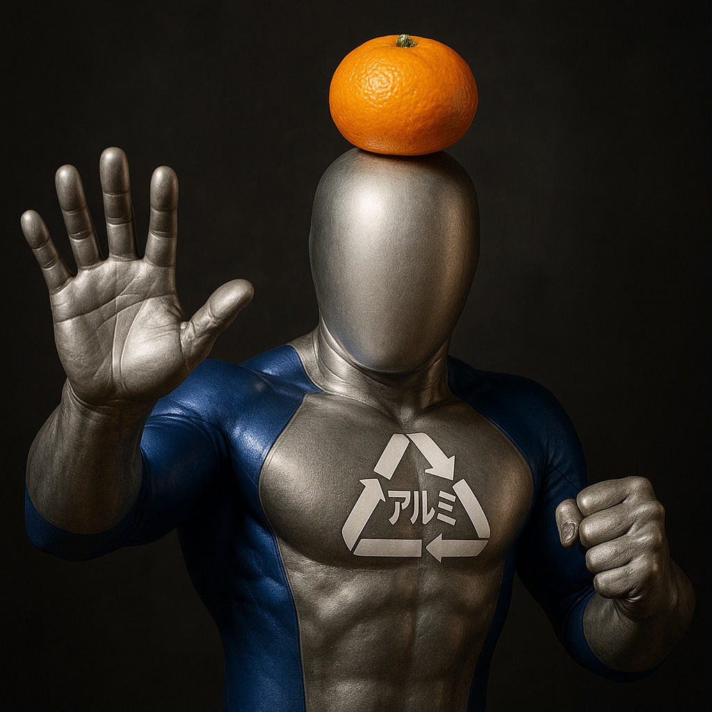 アルミ漢の上にあるミカン(カン違い)