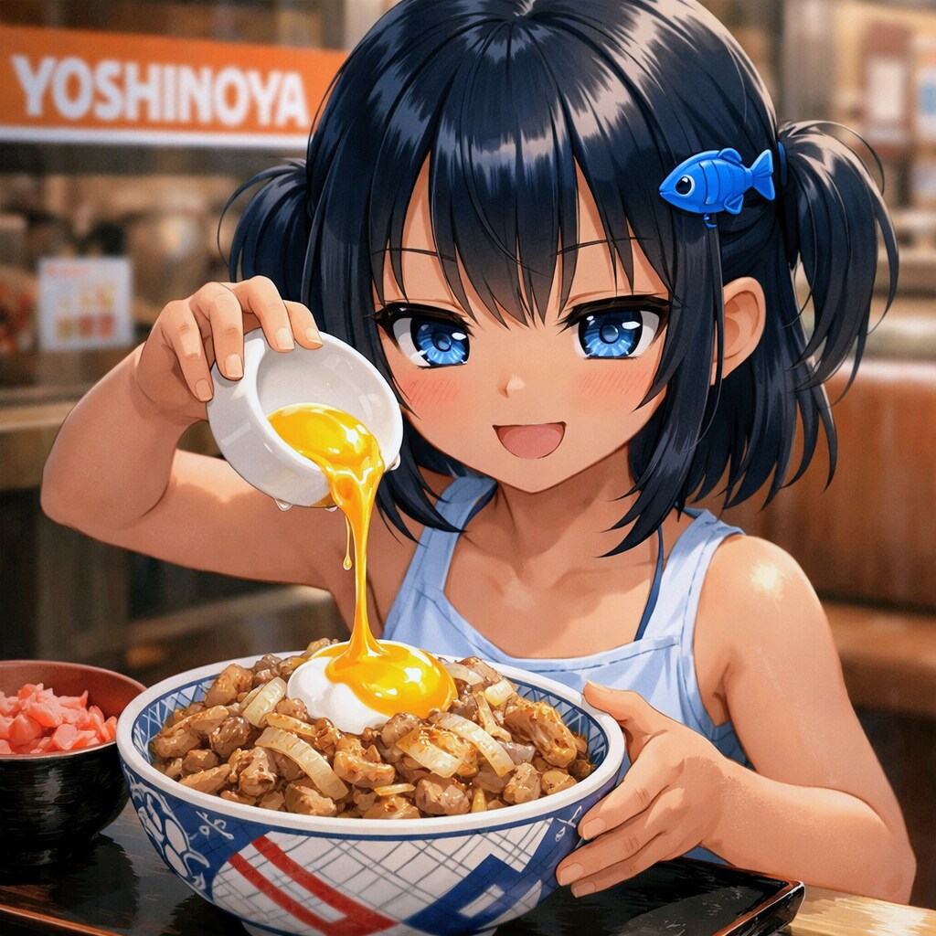 何にでも生卵を乗せるこなつちゃん