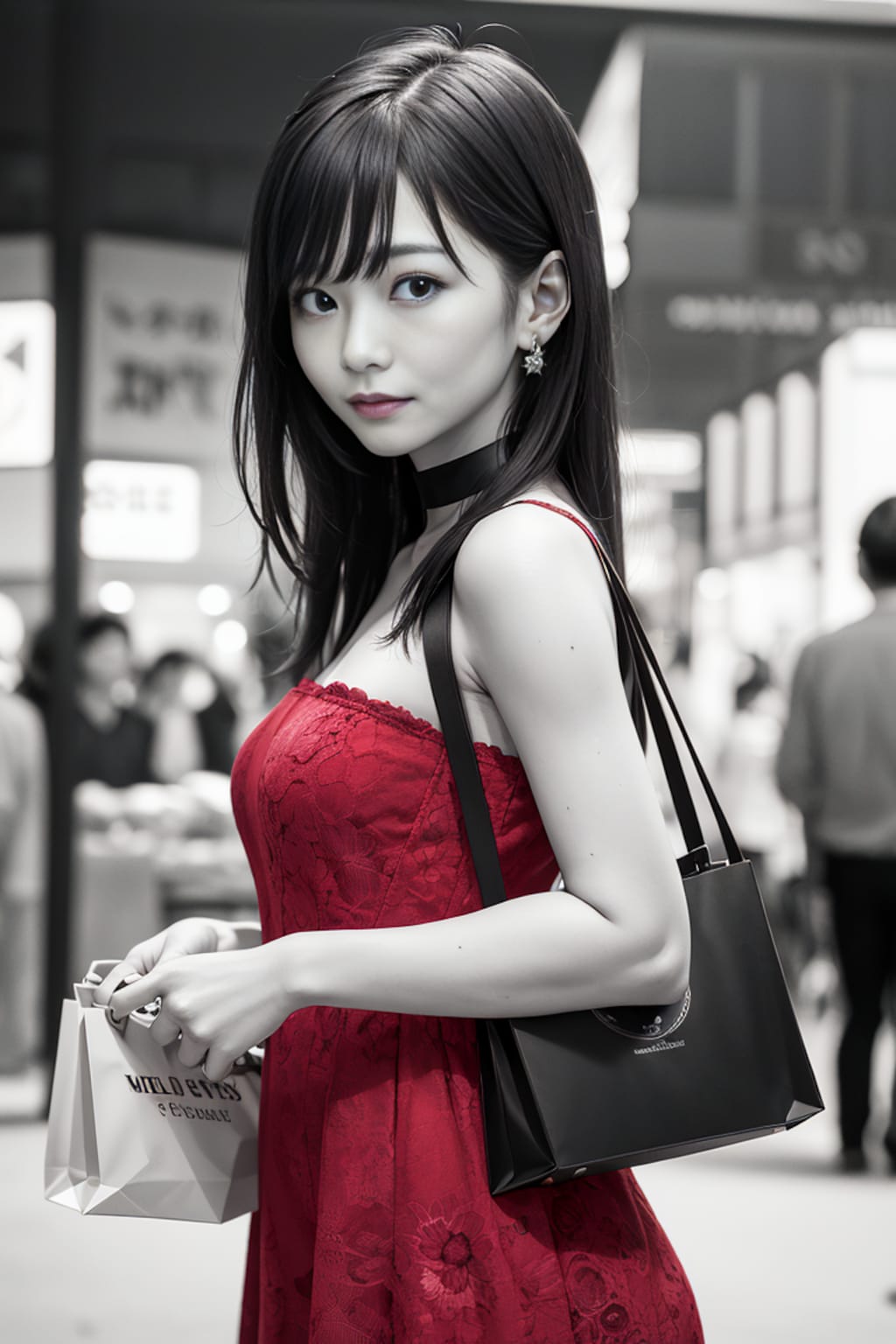 赤いドレスの熟女4