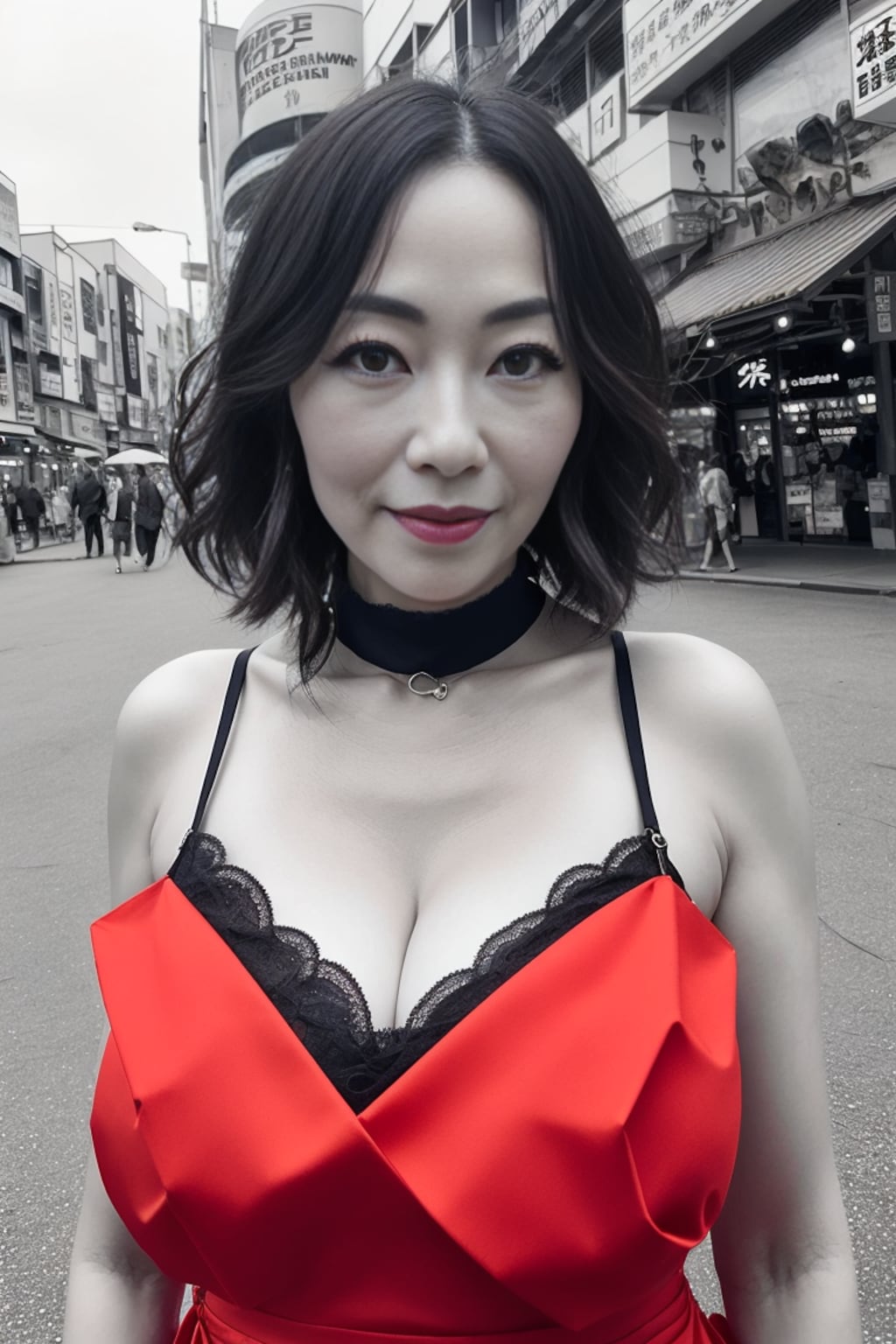 赤いドレスの熟女4