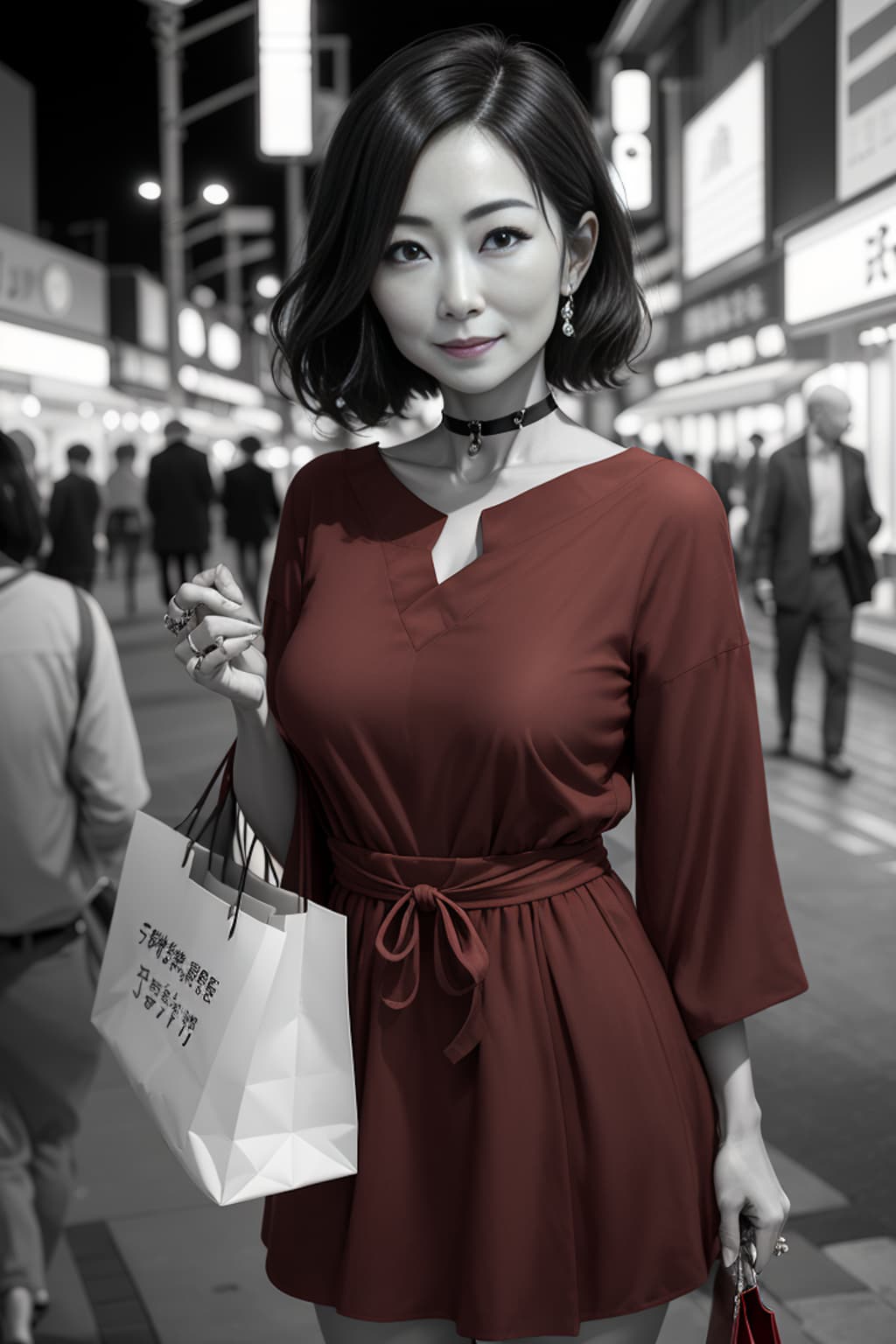 赤いドレスの熟女4