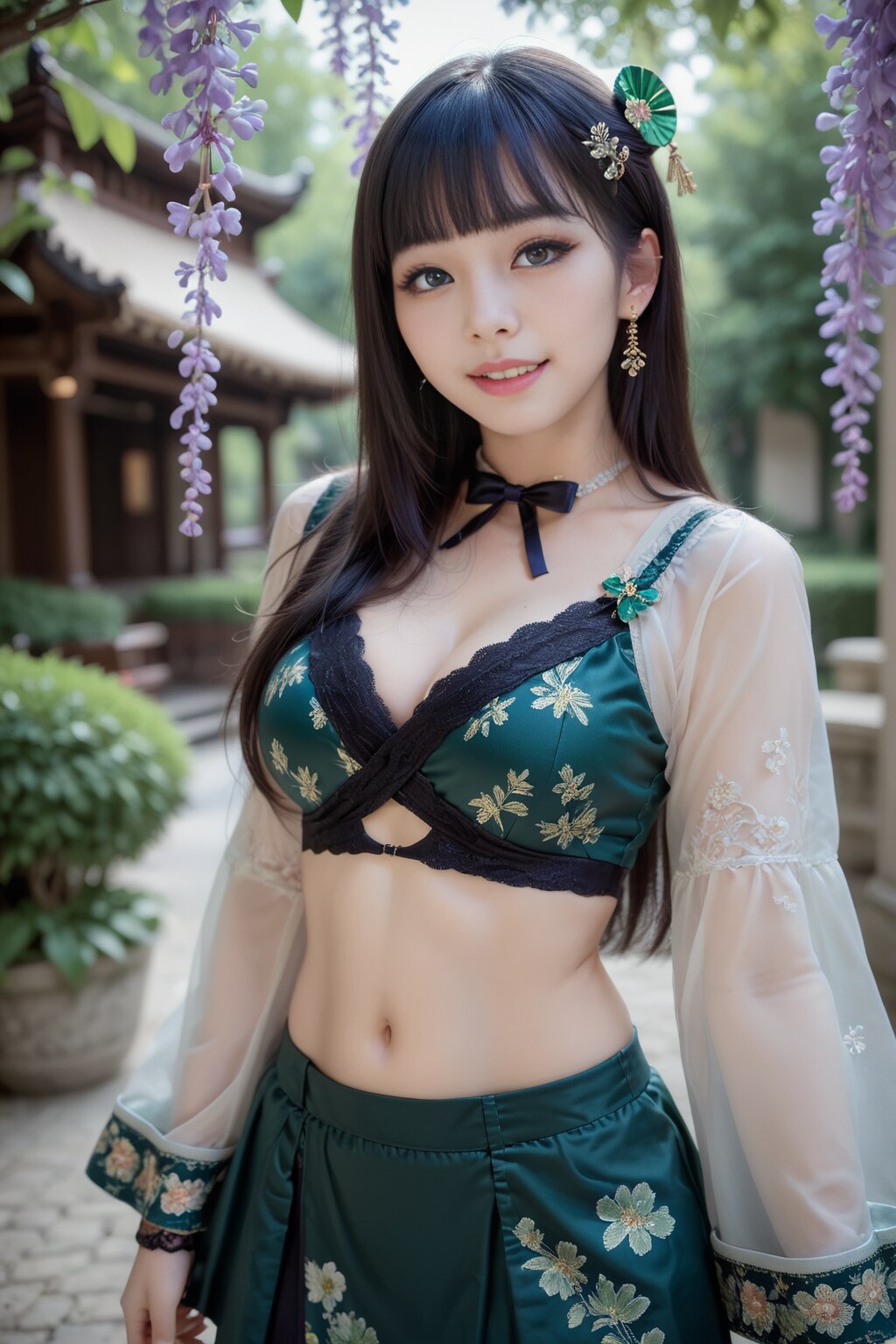緑の和風ドレス