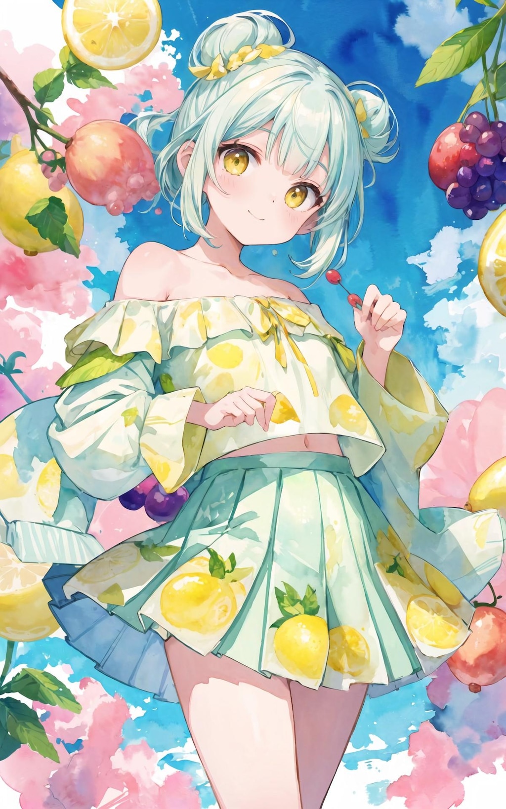 水彩フルーツガール