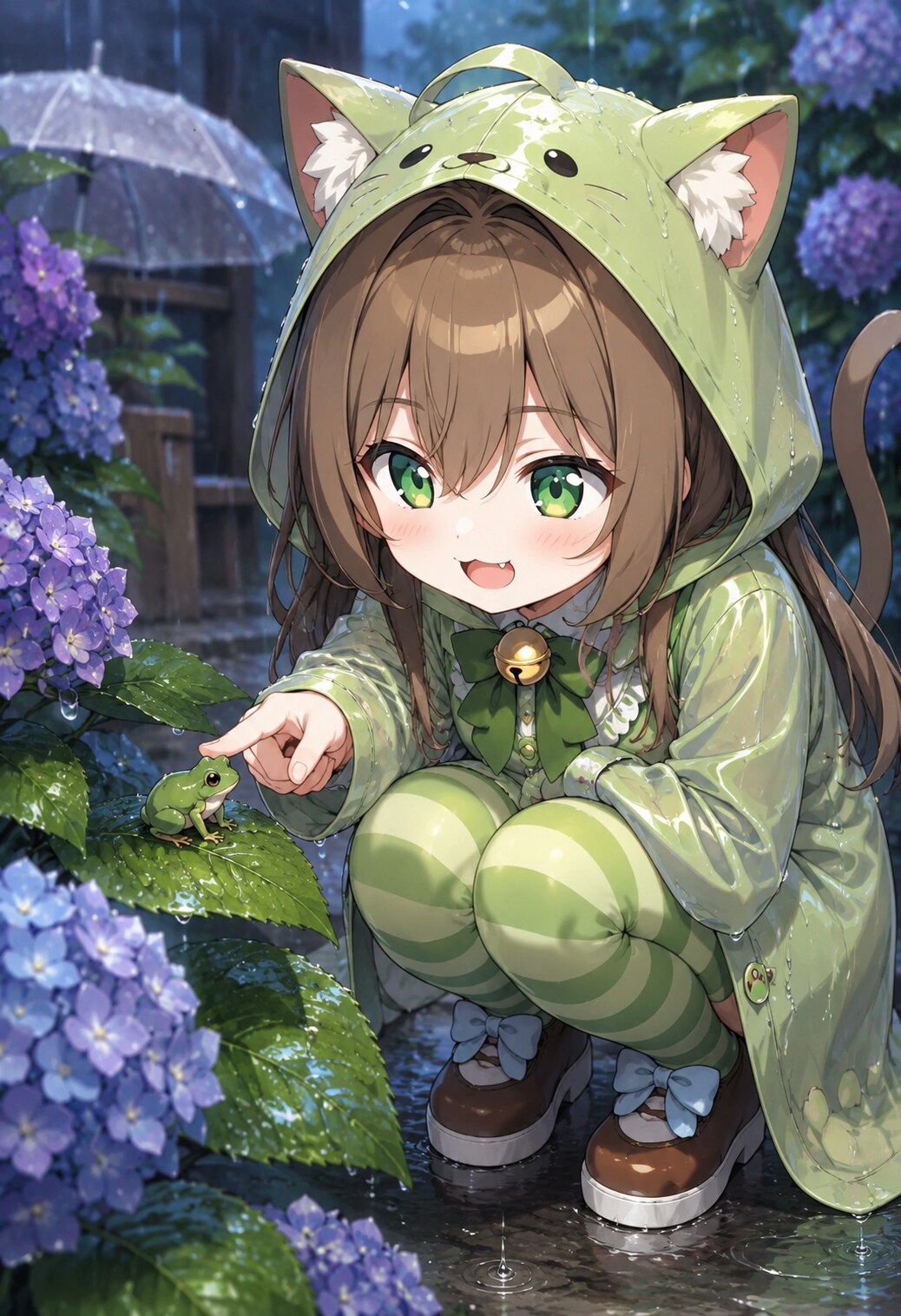 紫陽花とカエル