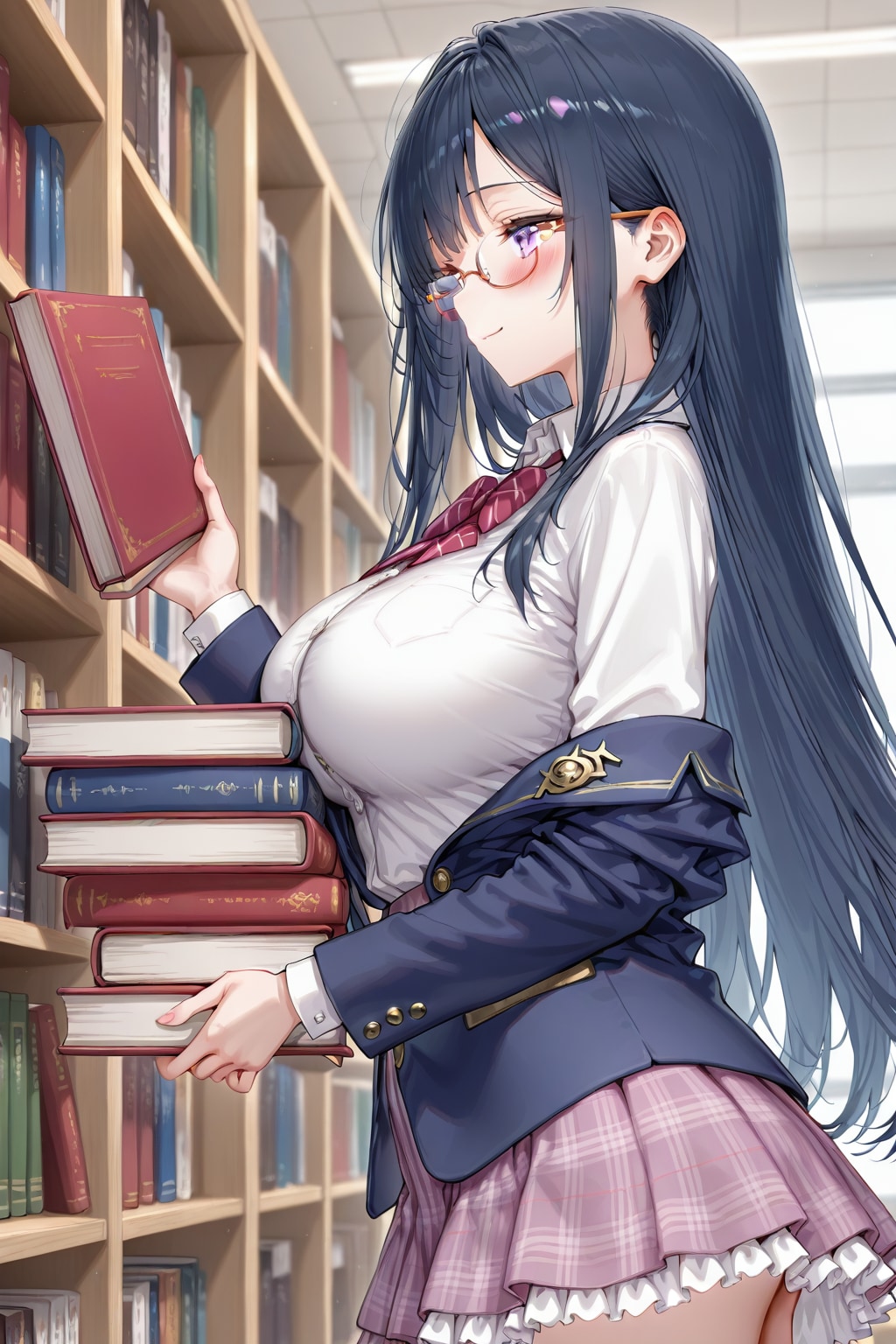 本の整理をする図書委員長 | の人気AIイラスト・グラビア