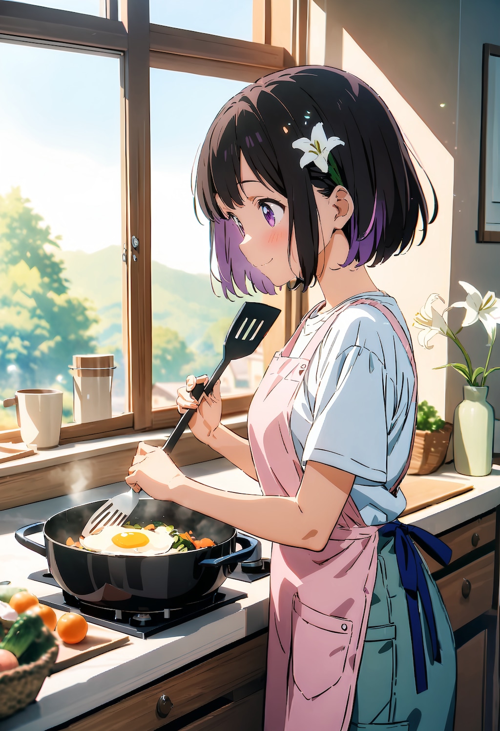 朝食を作るひまり