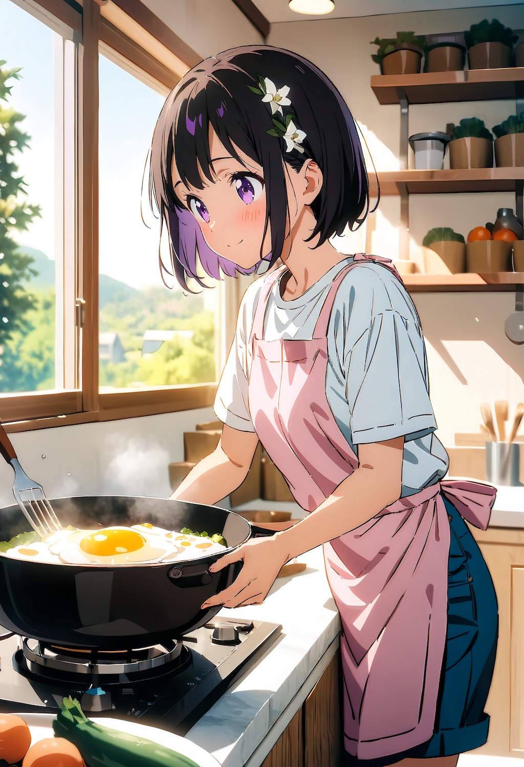 朝食を作るひまり