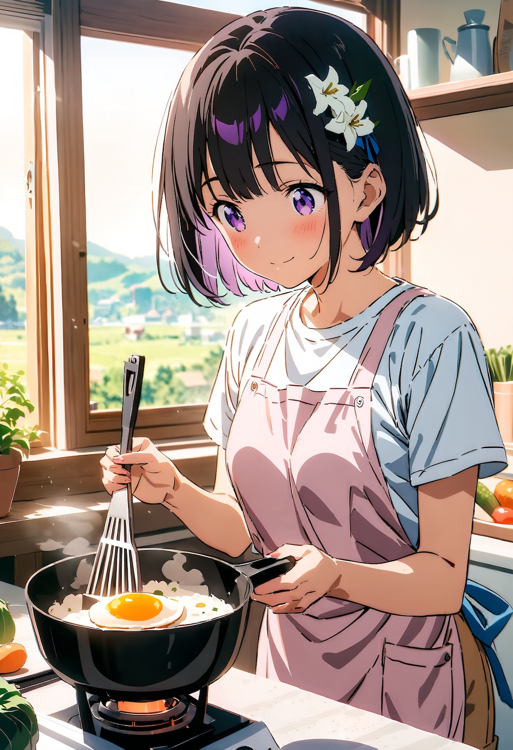 朝食を作るひまり