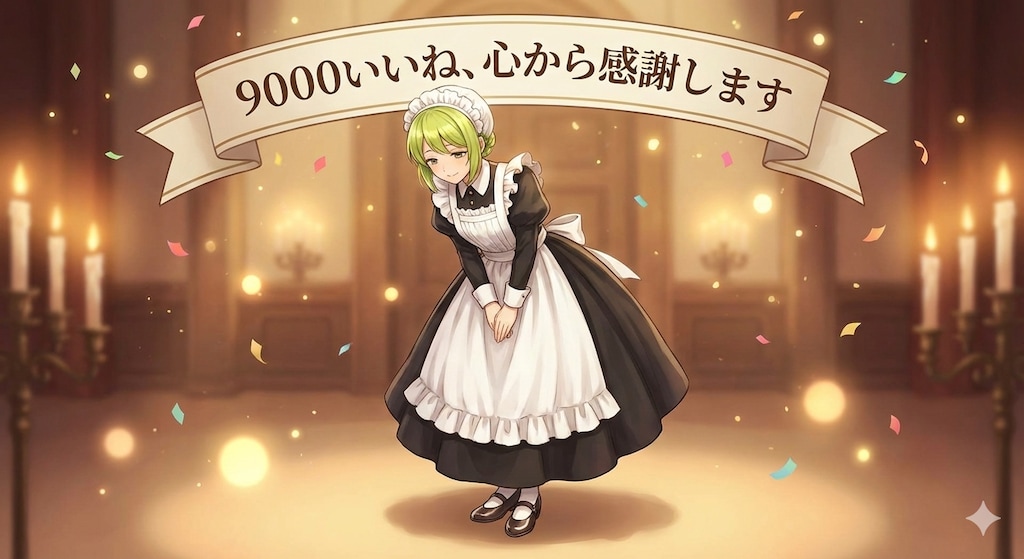 ９０００いいね、心から感謝します　made by nano banana PRO