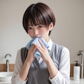 チャレンジ！「ハンカチを咥えて手を洗う女子」 12枚目