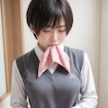 チャレンジ！「ハンカチを咥えて手を洗う女子」 2枚目
