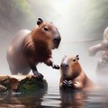 温泉で寛ぐカピバラ 3枚目