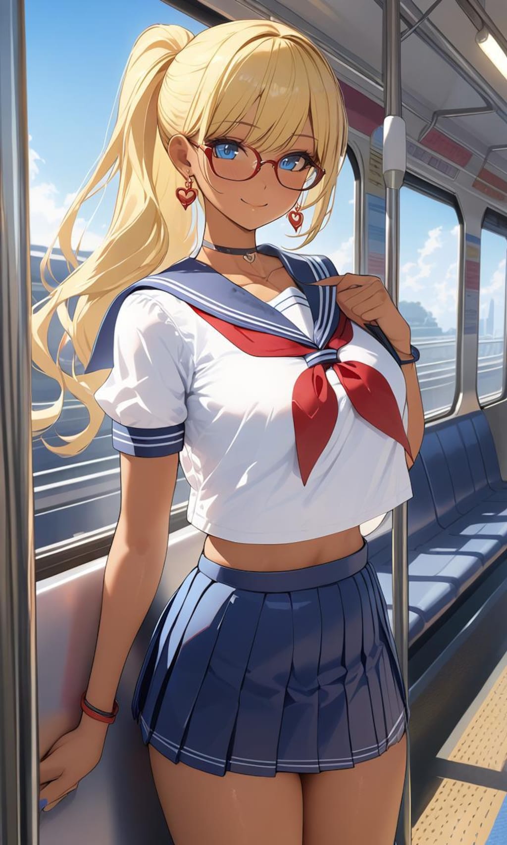 金髪ポニーテール女子高生