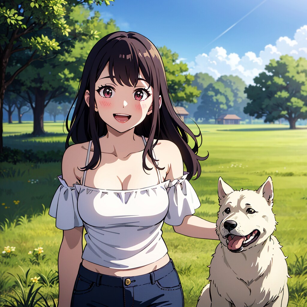 女の子と犬