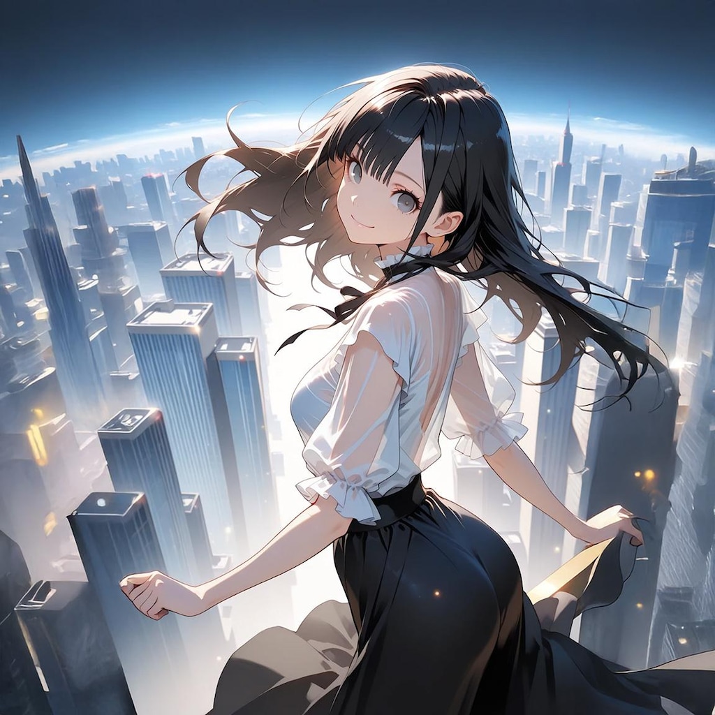 夜の摩天楼を歩く