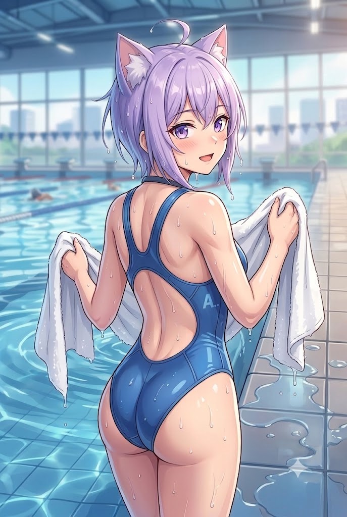 ヒップラインが綺麗な競泳水着のシス
